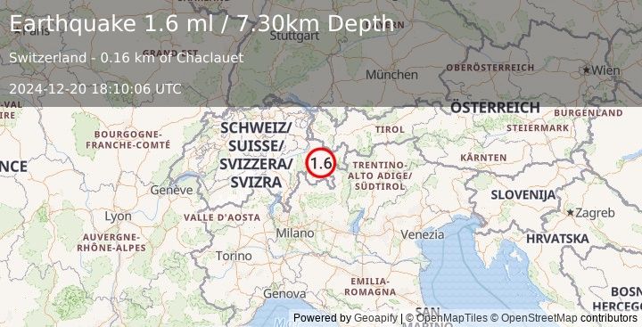 Earthquake SWITZERLAND (1.6 ml) (2024-12-20 18:10:06 UTC)