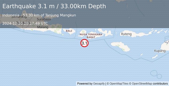 Earthquake LOMBOK REGION, INDONESIA (3.1 m) (2024-12-20 20:17:49 UTC)