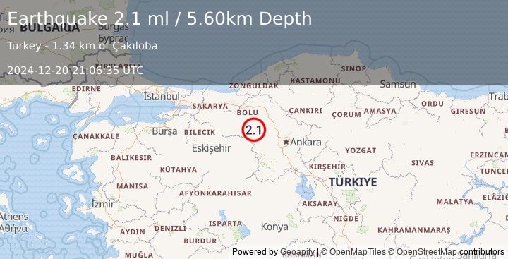 Earthquake WESTERN TURKEY (2.1 ml) (2024-12-20 21:06:35 UTC)