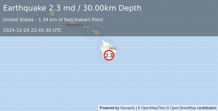 Earthquake ISLAND OF HAWAII, HAWAII (2.3 md) (2024-12-20 22:45:30 UTC)