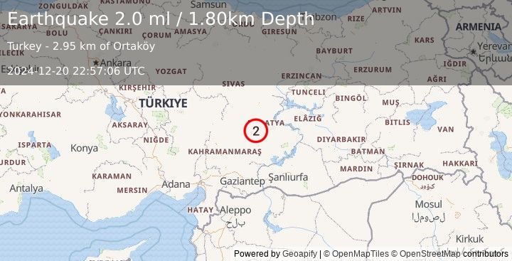 Earthquake CENTRAL TURKEY (2.0 ml) (2024-12-20 22:57:06 UTC)