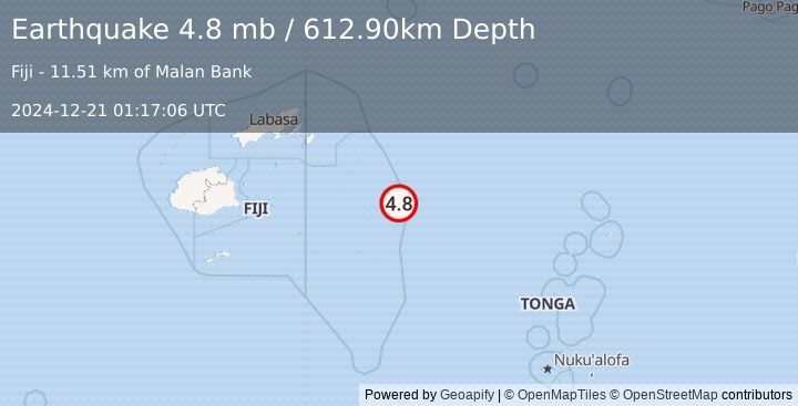 Earthquake FIJI REGION (4.8 mb) (2024-12-21 01:17:06 UTC)