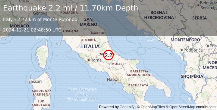 Earthquake CENTRAL ITALY (2.2 ml) (2024-12-21 02:48:50 UTC)