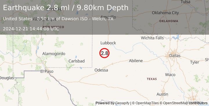 Earthquake WESTERN TEXAS (2.8 ml) (2024-12-21 14:44:08 UTC)