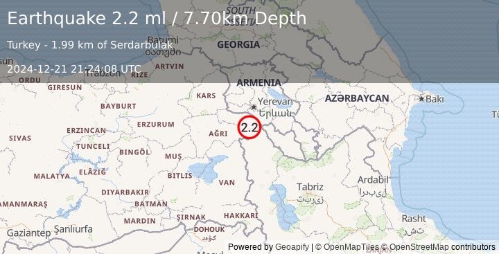 Earthquake TURKEY-IRAN BORDER REGION (2.2 ml) (2024-12-21 21:24:08 UTC)