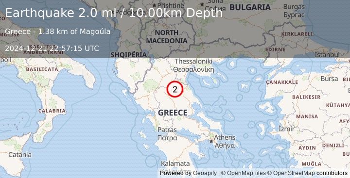 Earthquake GREECE (2.0 ml) (2024-12-21 22:57:15 UTC)