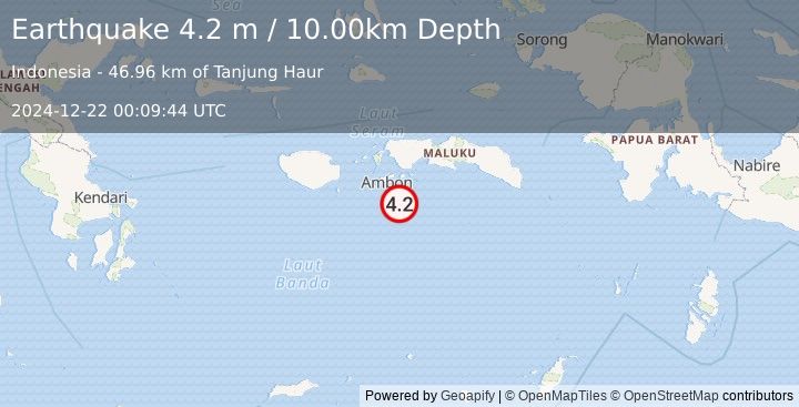 Earthquake BANDA SEA (4.2 m) (2024-12-22 00:09:44 UTC)