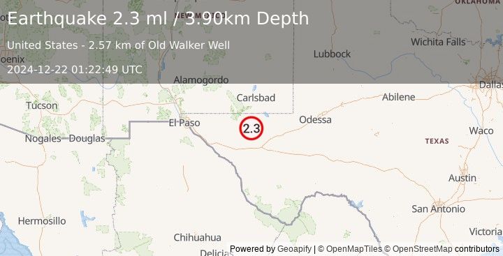 Earthquake WESTERN TEXAS (2.3 ml) (2024-12-22 01:22:49 UTC)