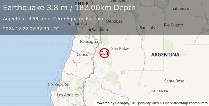 Earthquake MENDOZA, ARGENTINA (3.8 m) (2024-12-22 02:32:30 UTC)