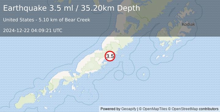 Earthquake ALASKA PENINSULA (3.5 ml) (2024-12-22 04:09:21 UTC)