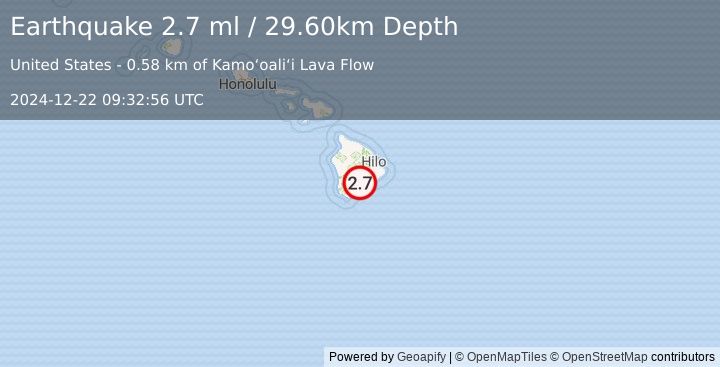 Earthquake ISLAND OF HAWAII, HAWAII (2.7 ml) (2024-12-22 09:32:56 UTC)