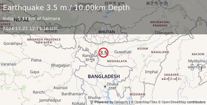 Earthquake ASSAM, INDIA (3.5 m) (2024-12-22 12:14:16 UTC)