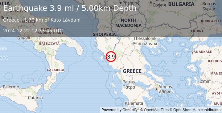 Earthquake GREECE (3.6 ml) (2024-12-22 12:33:43 UTC)