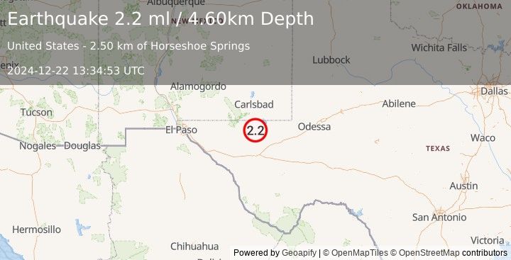 Earthquake WESTERN TEXAS (2.2 ml) (2024-12-22 13:34:53 UTC)