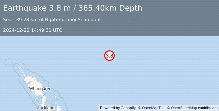 Earthquake SOUTH OF KERMADEC ISLANDS (3.8 m) (2024-12-22 14:49:31 UTC)