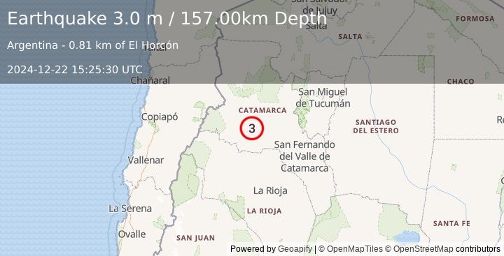 Earthquake CATAMARCA, ARGENTINA (3.0 m) (2024-12-22 15:25:30 UTC)