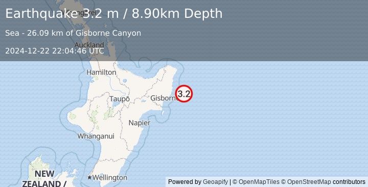 Earthquake OFF E. COAST OF N. ISLAND, N.Z. (3.2 m) (2024-12-22 22:04:46 UTC)