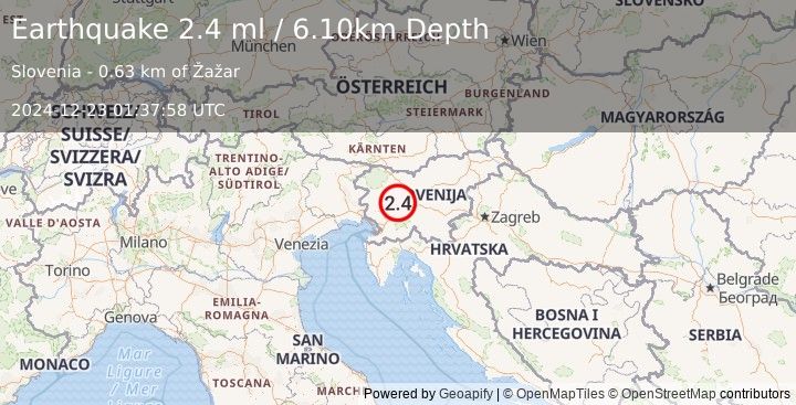 Earthquake SLOVENIA (2.4 ml) (2024-12-23 01:37:58 UTC)