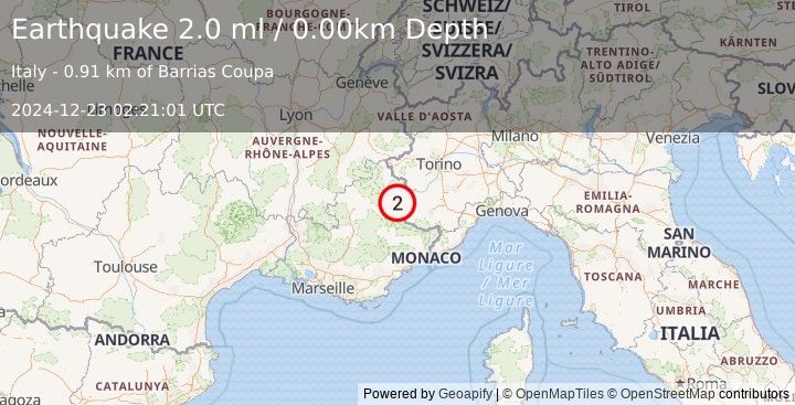 Earthquake FRANCE (2.0 ml) (2024-12-23 02:21:01 UTC)