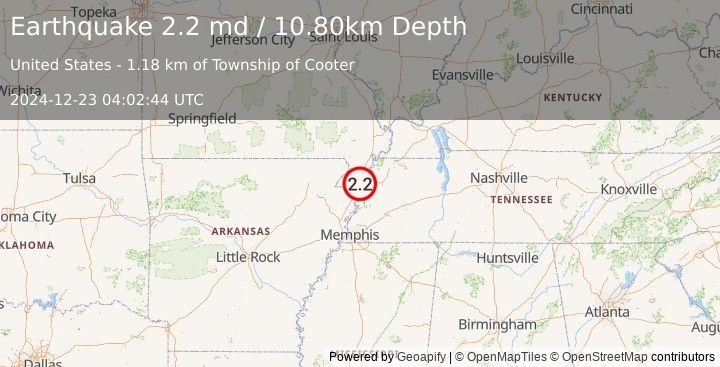 Earthquake SOUTHEASTERN MISSOURI (2.3 ml) (2024-12-23 04:02:45 UTC)