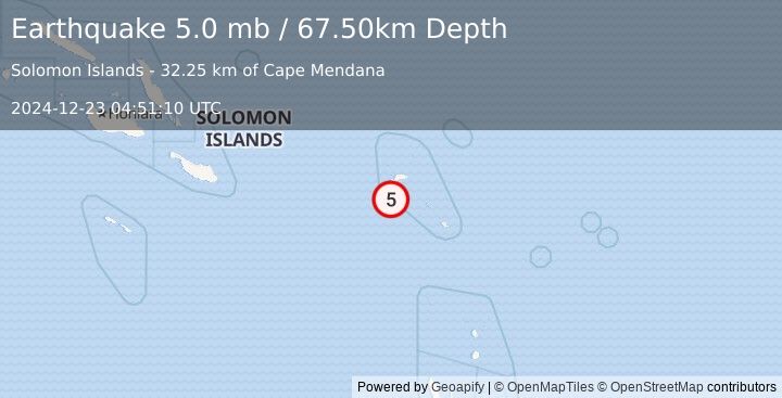 Earthquake SANTA CRUZ ISLANDS (5.0 mb) (2024-12-23 04:51:10 UTC)