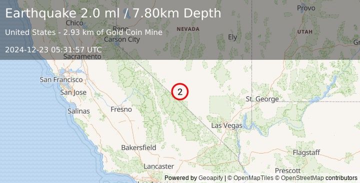 Earthquake NEVADA (2.0 ml) (2024-12-23 05:31:57 UTC)