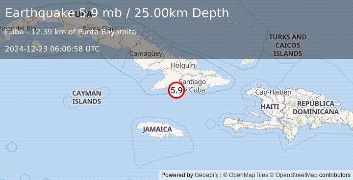 Earthquake CUBA REGION (5.9 mb) (2024-12-23 06:00:58 UTC)