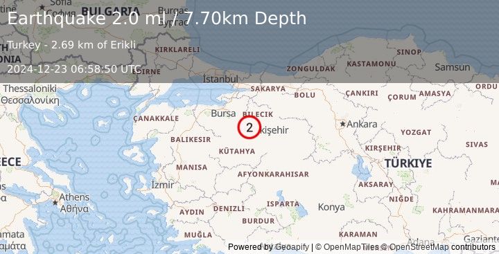 Earthquake WESTERN TURKEY (2.0 ml) (2024-12-23 06:58:50 UTC)