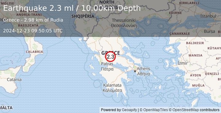 Earthquake GREECE (2.3 ml) (2024-12-23 09:50:05 UTC)