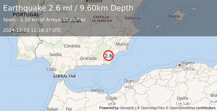 Earthquake SPAIN (2.6 ml) (2024-12-23 11:28:37 UTC)