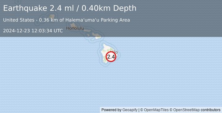 Earthquake ISLAND OF HAWAII, HAWAII (2.4 ml) (2024-12-23 12:03:34 UTC)