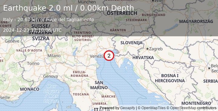 Earthquake NORTHERN ITALY (2.0 ml) (2024-12-23 12:10:06 UTC)