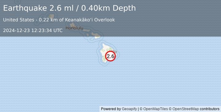 Earthquake ISLAND OF HAWAII, HAWAII (2.6 ml) (2024-12-23 12:23:34 UTC)