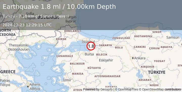 Earthquake WESTERN TURKEY (1.8 ml) (2024-12-23 12:29:15 UTC)