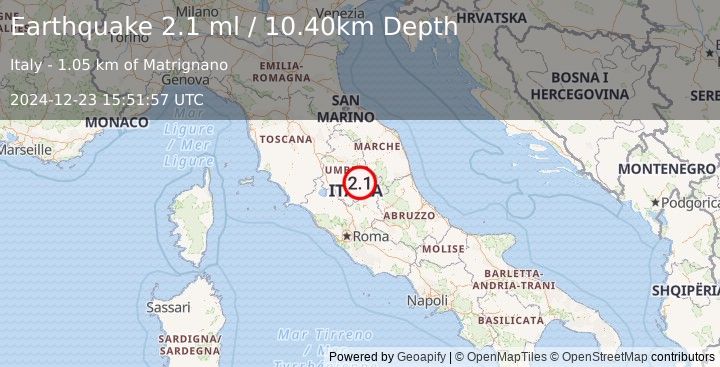 Earthquake CENTRAL ITALY (2.1 ml) (2024-12-23 15:51:57 UTC)