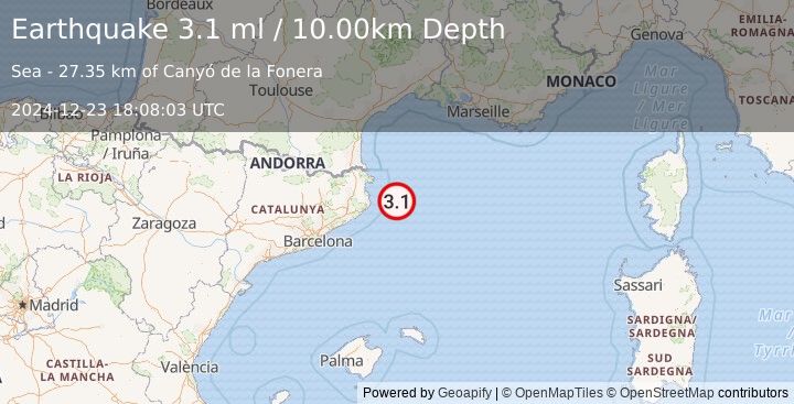 Earthquake SPAIN (3.0 ml) (2024-12-23 18:08:02 UTC)