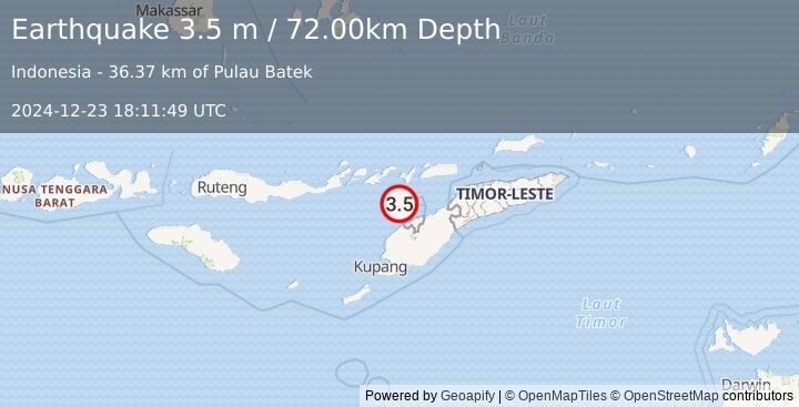 Earthquake FLORES REGION, INDONESIA (3.5 m) (2024-12-23 18:11:49 UTC)