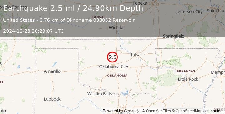 Earthquake OKLAHOMA (2.5 ml) (2024-12-23 20:29:07 UTC)