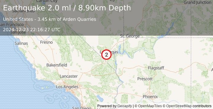 Earthquake NEVADA (2.0 ml) (2024-12-23 22:16:27 UTC)