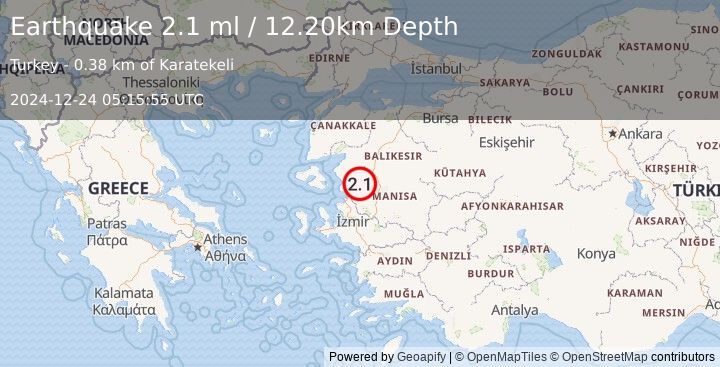 Earthquake WESTERN TURKEY (2.1 ml) (2024-12-24 05:15:55 UTC)