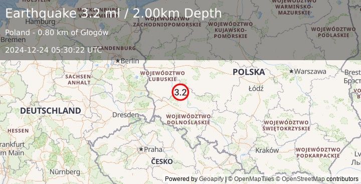 Earthquake POLAND (3.2 ml) (2024-12-24 05:30:22 UTC)