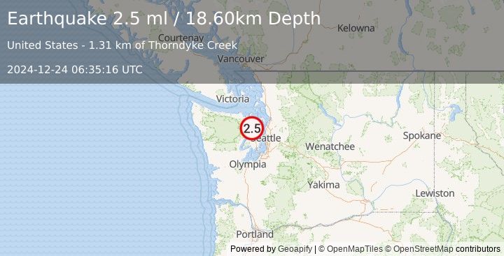 Earthquake PUGET SOUND REGION, WASHINGTON (2.5 ml) (2024-12-24 06:35:16 UTC)