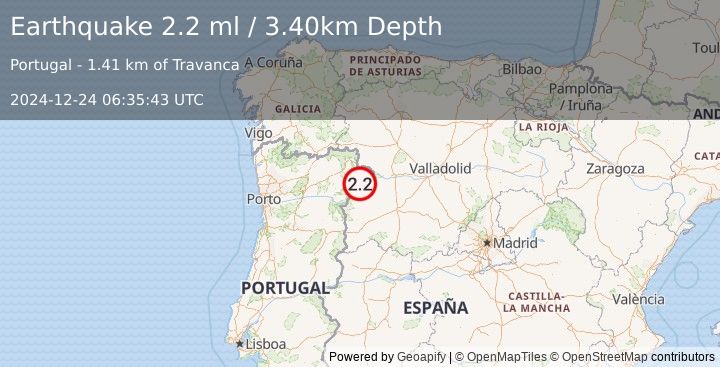 Earthquake PORTUGAL (2.2 ml) (2024-12-24 06:35:43 UTC)