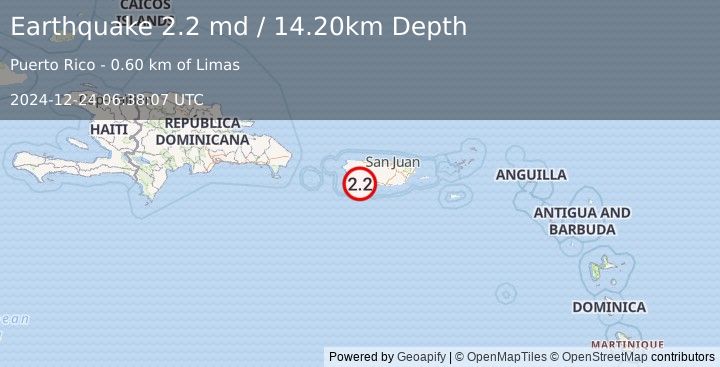 Earthquake PUERTO RICO (2.2 md) (2024-12-24 06:38:07 UTC)