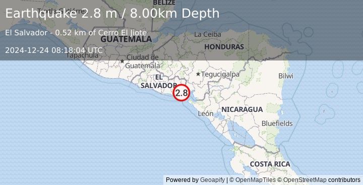 Earthquake EL SALVADOR (2.8 m) (2024-12-24 08:18:04 UTC)