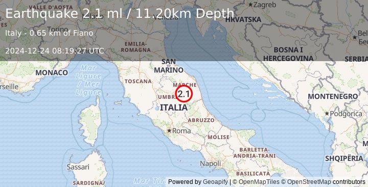 Earthquake CENTRAL ITALY (2.1 ml) (2024-12-24 08:19:27 UTC)