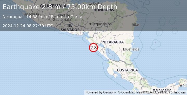 Earthquake NICARAGUA (2.8 m) (2024-12-24 08:27:30 UTC)