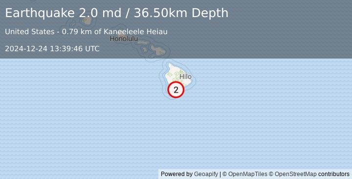 Earthquake ISLAND OF HAWAII, HAWAII (2.0 md) (2024-12-24 13:39:46 UTC)