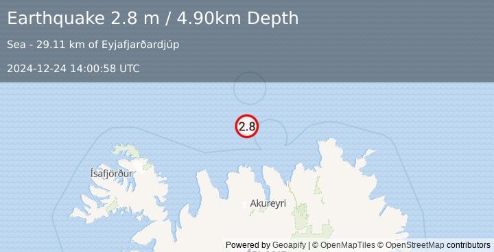 Earthquake ICELAND REGION (2.8 m) (2024-12-24 14:00:58 UTC)