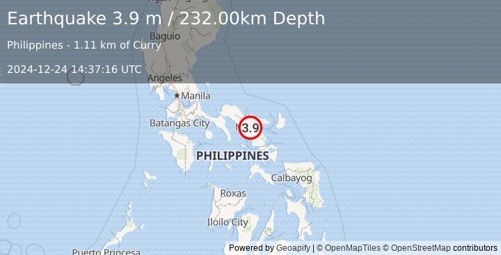 Earthquake LUZON, PHILIPPINES (3.9 m) (2024-12-24 14:37:16 UTC)